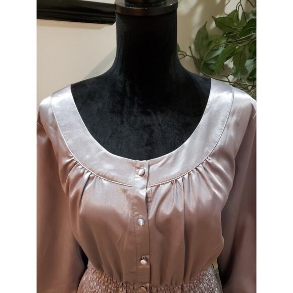 Unique Spectrum Women's Gray Round Neck Long Sleeve Button Down Shirt Size 18W - Picture 4 of 9